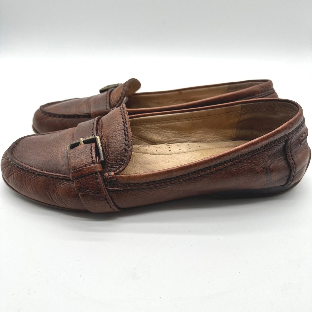 Frye Womens Janet Brown Leather Buckle Driving Moc Toe Loafers Flats Size 8.5 - Picture 9 of 10